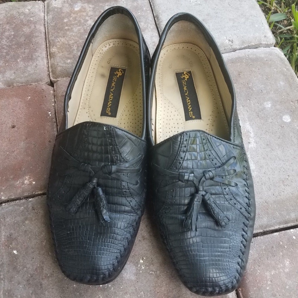 Stacy Adams Reptile Print Leather Loafers 10 M